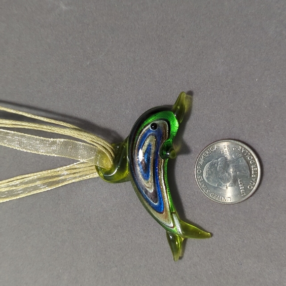 Lampwork Glass Dolphin Necklace - Picture 2 of 3